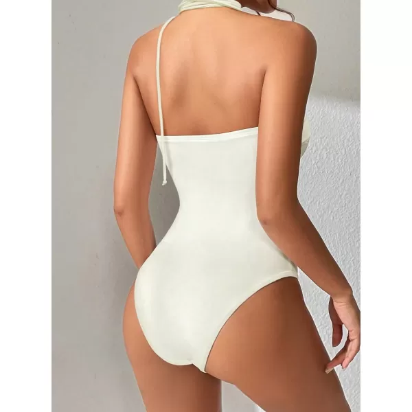WDIRARA Women's Rose Halter Strapless One Piece Tube Swimsuit Sleeveless Monokini Swimwear