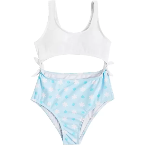 WDIRARA Girl's Cute Print Cut Out One Piece Swimsuit Tie Front Monokini