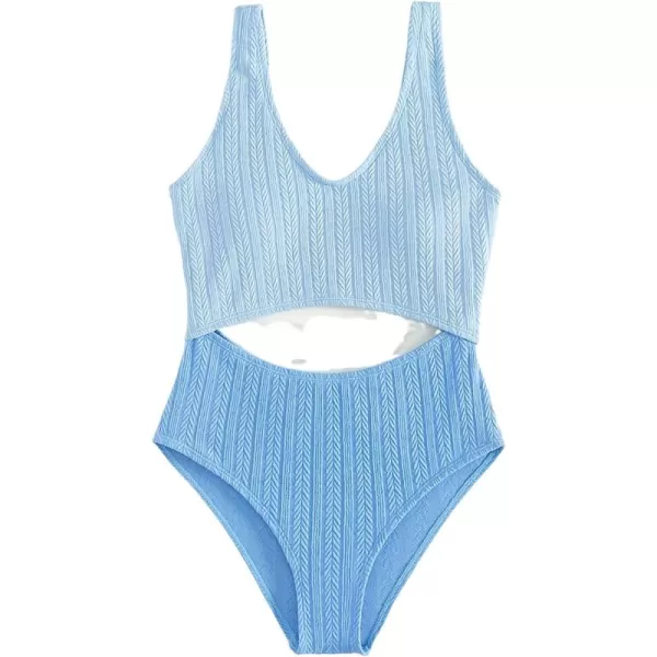 WDIRARA Girl's Cute Print Cut Out One Piece Swimsuit Tie Front Monokini