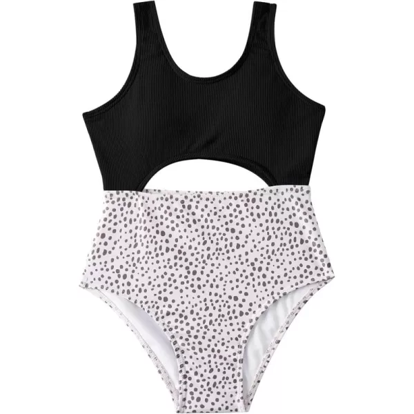 WDIRARA Girl's Cute Print Cut Out One Piece Swimsuit Tie Front Monokini