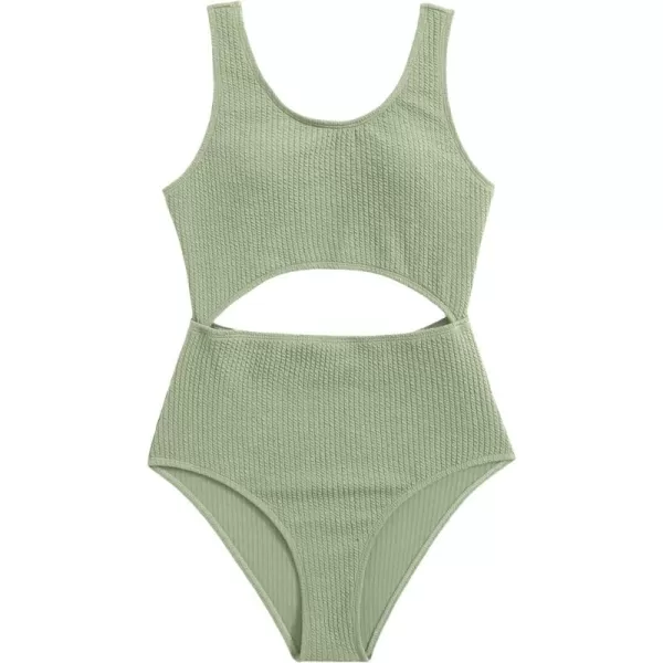 WDIRARA Girl's Cute Print Cut Out One Piece Swimsuit Tie Front Monokini