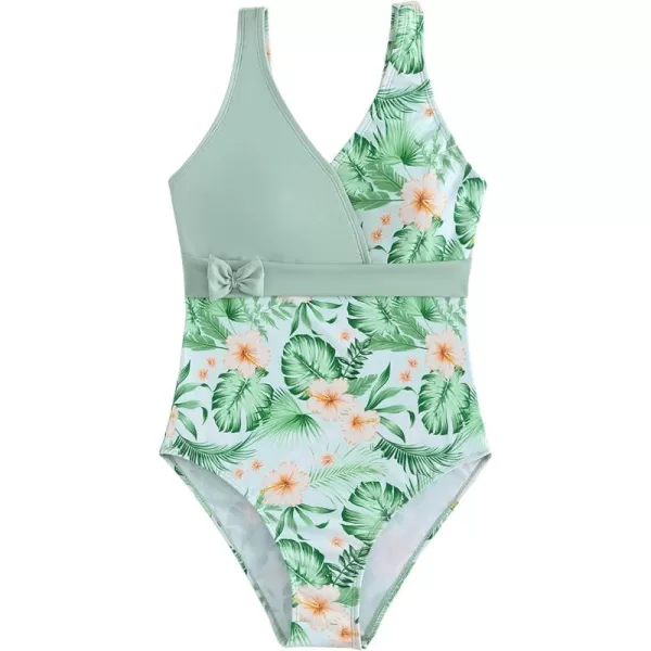 WDIRARA Girl's Swimwear Striped Knot Side Sleeveless One Piece Swimsuit Bathing Suits