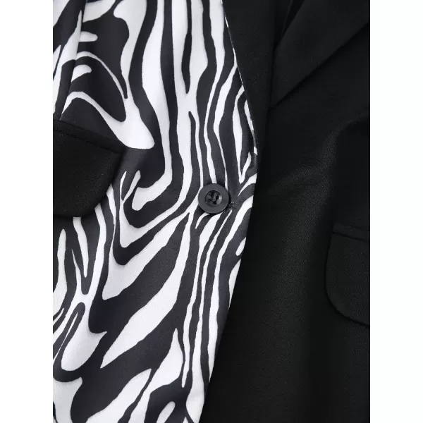 WDIRARA Women's Plus Size Colorblock Zebra Striped Print One Button Lapel Elegant Blazer