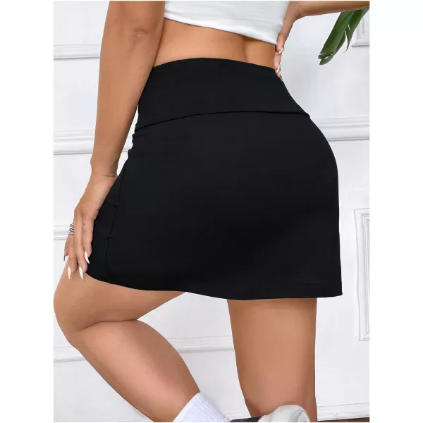WDIRARA Women's Summer Solid Split Hem Zip Back Mini Workwear Skirt