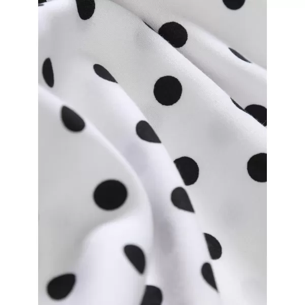 WDIRARA Men's Polka Dots Button Front Long Sleeve Collar Shirt Casual Tops