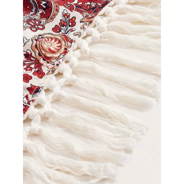 WDIRARA Women's Plus Size Paisley Print Crisscross Sleeveless Fringe Trim Tie Back Crop Halter Top