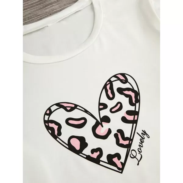WDIRARA Women's 3 Piece Sleepwear Cow Print Short Sleeve Round Neck Tee Top and Shorts Pajamas Set with Pants